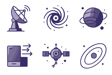 Obraz premium Deep antenna style space satellite background white planet vector minimal exploration distant