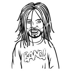 Hand-Drawn Dreadlock Portrait man vector