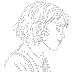 Teenage Girl Short Hair Sketch Vector Stock Vector