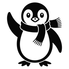 Cute cartoon penguin wearing a scarf