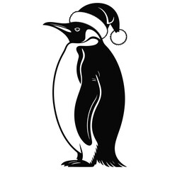 Penguin wearing a santa hat