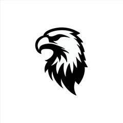 Aggressive Eagle Head Mascot Logo Black and White