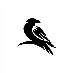 Stylized Black Falcon or Eagle Bird Logo on White Background