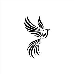 Abstract Stylized Dove or Phoenix Bird Flying Silhouette