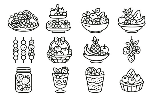 Jar cup collection salad stand vector fruit decorative icon platter bowl