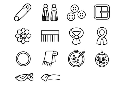 Fringe accessory ring pin scarf icon icons embroidery knot brooch vector bead