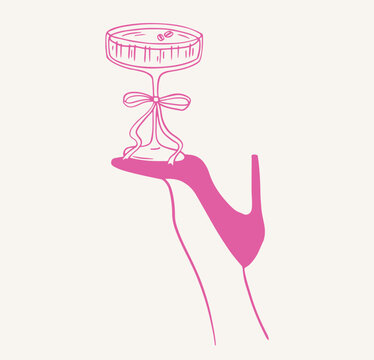 Espresso martini cocktail glass on heel. 