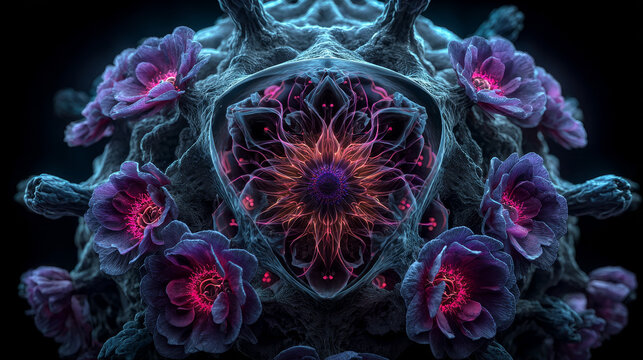 Cross-section Novel Langya virus, Henipavirus concept,  pleomorphic virus  3d rendering