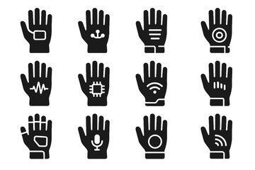Obraz premium Icon ai wearable feedback interactive voice glove controlled iot vector haptic