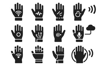 Obraz premium Speech icon glove device ai hand wearable command portable vector smart