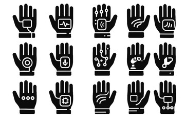 Device glove ai vector portable controller handwear icon hand voice digital