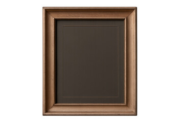 Fototapeta premium Empty classic wooden picture frame with brown matting for artwork display on a transparent background