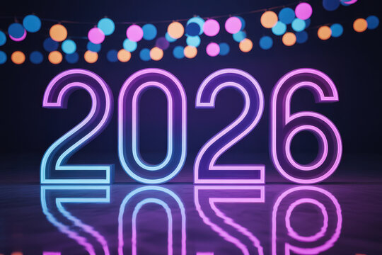 2026 glowing digital numerals
