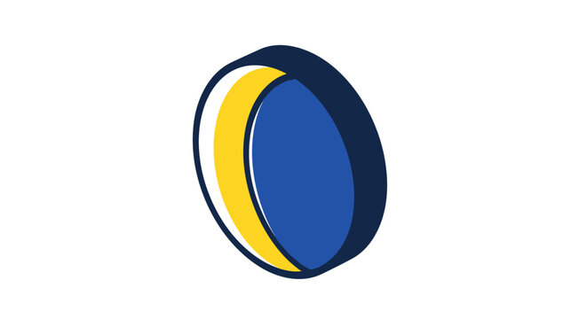 Abstract rugby ball illustration with yellow and blue colors.