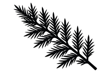 Obraz premium winter evergreen branch vector icon silhouette ill