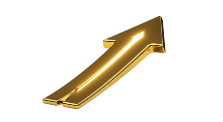 Golden arrow pointing upward symbolizing success growth and achievement on a black background