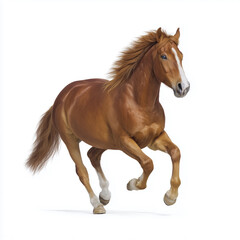 Fototapeta premium Strong chestnut horse galloping in motion