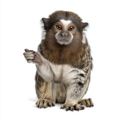 Obraz premium Marmoset monkey sitting with raised hand