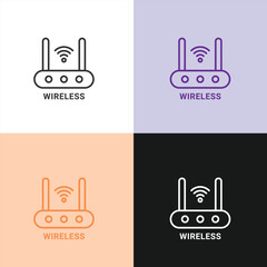 Wireless Wi-Fi Router and Modem Icon for Internet Connectivity, Network Access, and Broadband Communication.