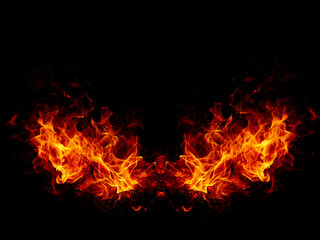 Fototapeta premium Collection of Bright, fiery flames rising against a dark black background and Transference 