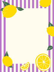 Text frame with lemons, leaves, and petals. Hand-drawn vector elegant citrus design.
