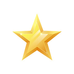 Glossy three dimensional gold five pointed star vector illustration graphic design.