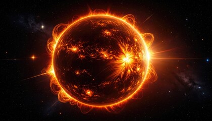 Solar Flare Explosion: Dramatic Close-Up of the Sun's Fiery Surface - Stunning Space Photography