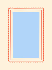 Vintage hand drawn frames with lines, ribbons, and swirls. Colorful minimalist borders in Italian summer style. Decorative elements, stamps, and outlines. Vector template for poster, invitation, card