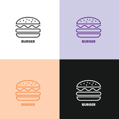 Hamburger and Cheeseburger Line Art Icon Set for Fast Food Restaurant Menus and Takeaway Apps.