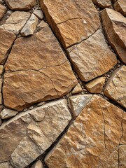 Rustic Stone Wall Texture: Warm Brown & Beige Natural Rock Background for Design - Close-Up Detail