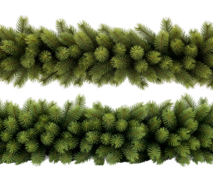 Two lush green christmas garlands, perfect for festive decorations and holiday designs generative ai illustration