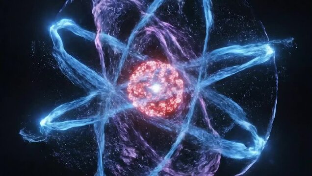 Atomic Fusion: A mesmerizing display of atomic energy, showcasing the dynamic dance of subatomic particles and their powerful fusion within a vibrant core.