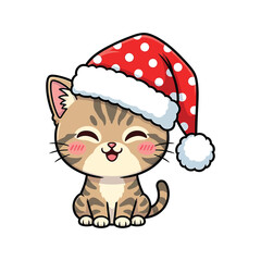 Adorable kitten with santa hat 