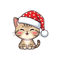 Cute kitten wearing a santa hat