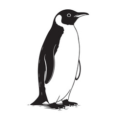 Elegant black and white penguin illustration standing upright in profile featuring a distinctive eye ring © Ahmed Bin Nazmul