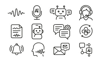 Communication virtual bot icon dialogue conversation chatbot voice log ai vector