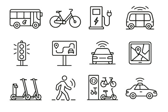 Hub scooter vector urban dock display smart station charging icon mobility icons