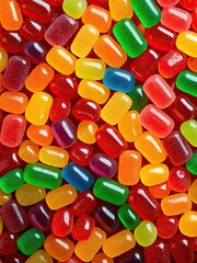 Vibrant Assortment of Colorful Jelly Beans - A Sweet Treat Background, Close-Up Texture, Candy Delight, Festive & Playful