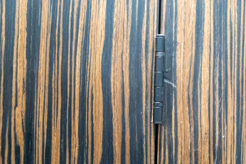 Striking Wood Grain with Metal Hinge Detail