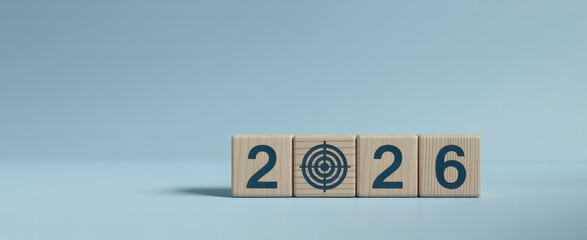 Flipping Wooden cube block for change 2025 to 2026, Countdown to 2026. Loading year from 2025 to 2026. New year start concept.