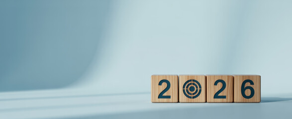 Flipping Wooden cube block for change 2025 to 2026, Countdown to 2026. Loading year from 2025 to 2026. New year start concept.