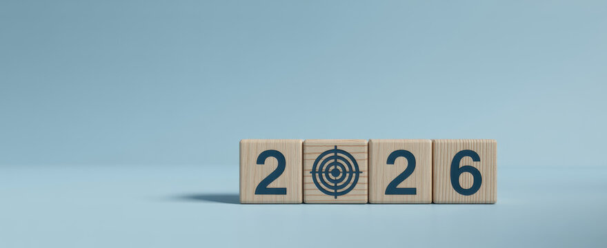 Flipping Wooden cube block for change 2025 to 2026, Countdown to 2026. Loading year from 2025 to 2026. New year start concept.
