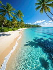 Tropical Paradise Beach: Azure Waters, Palm Trees, and Sunshine - A Dreamy Escape