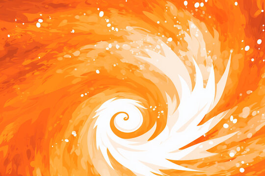 orange background with swirling angular patterns