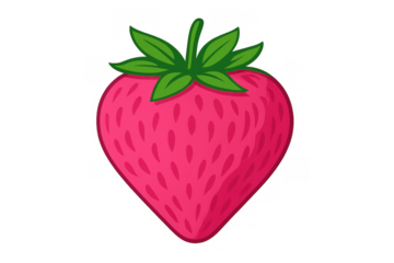 Strawberry heart shape icon for healthy eating, fruit dessert concept, sweet food, and summer farm produce on transparent background