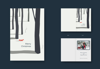 Minimal Design Nature Art Christmas Card Template