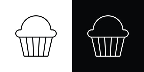 Cupcake icons vector.Editable stroke.linear style sign