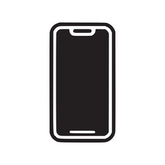 A simple black and white illustration of a smartphone with a notch on a plain white background