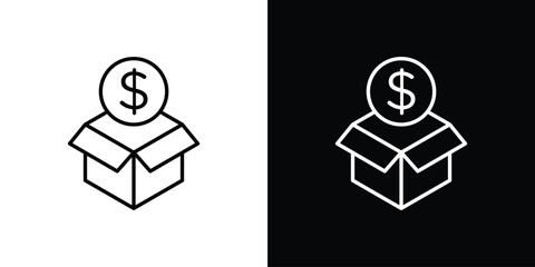 Donation box icons vector.Editable stroke.linear style sign