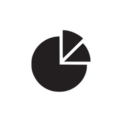 A simple black pie chart with two slices removed on a plain white background in a minimalist style